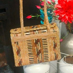 Bahamian handmade straw tote bag.